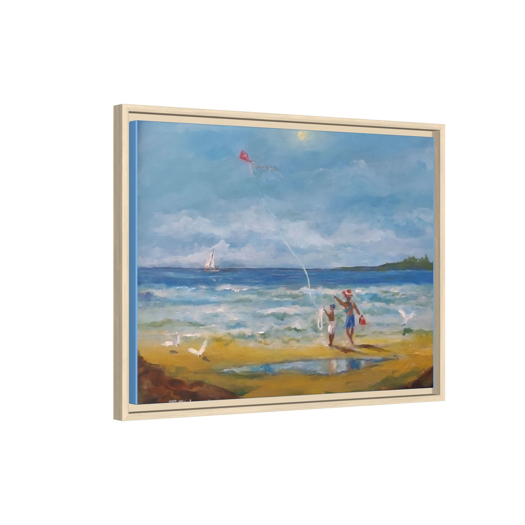 Kite on shore Framed Matte Canvas Wall Art
