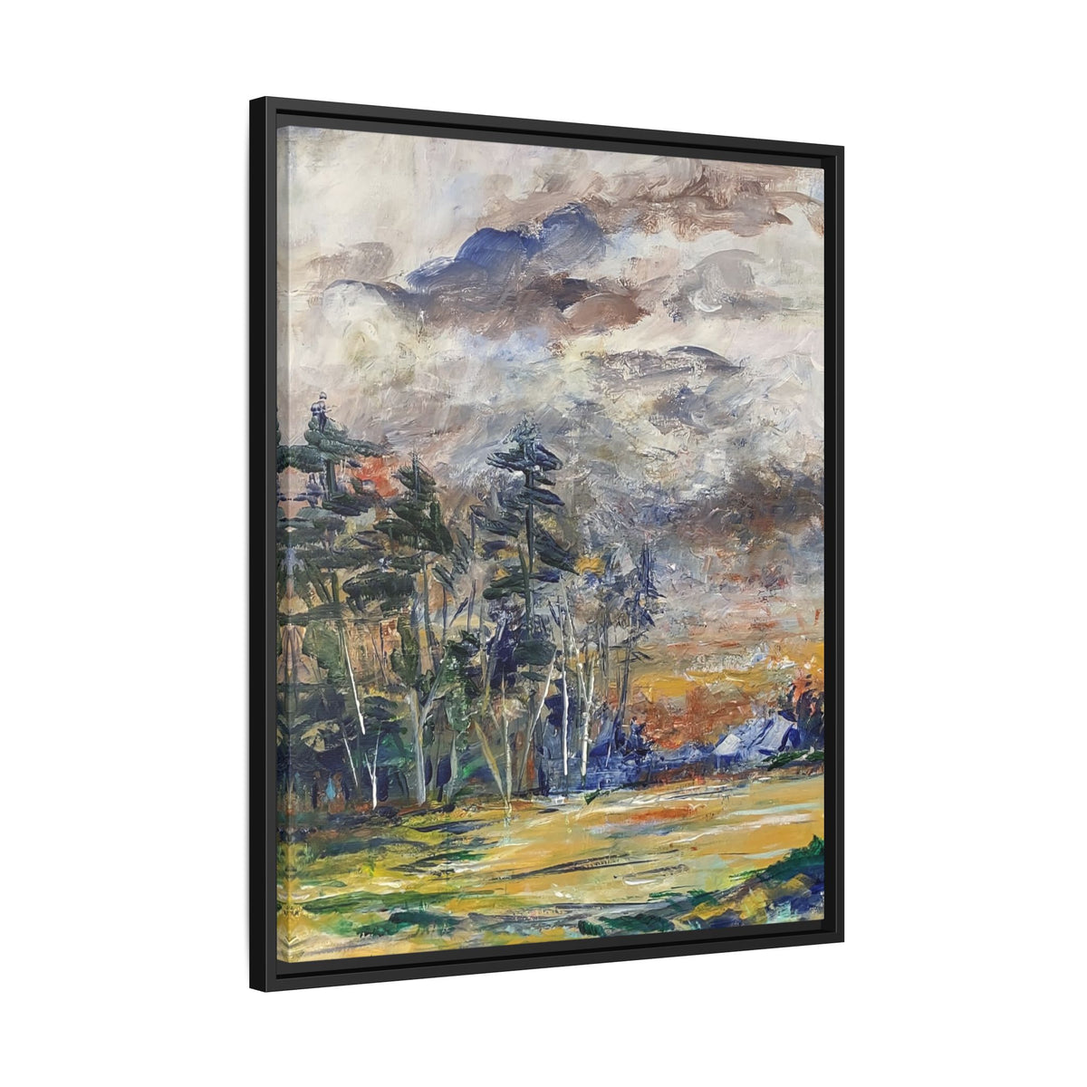Framed Matte Canvas Landscape Print — Abstract Forest Meadow Wall Art