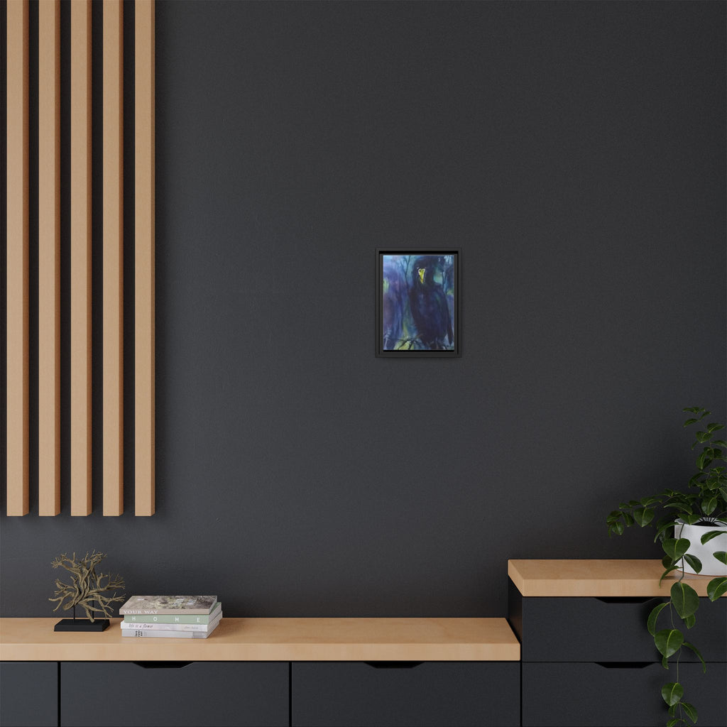 Framed Matte Canvas Print — Moody Black Raven Artwork