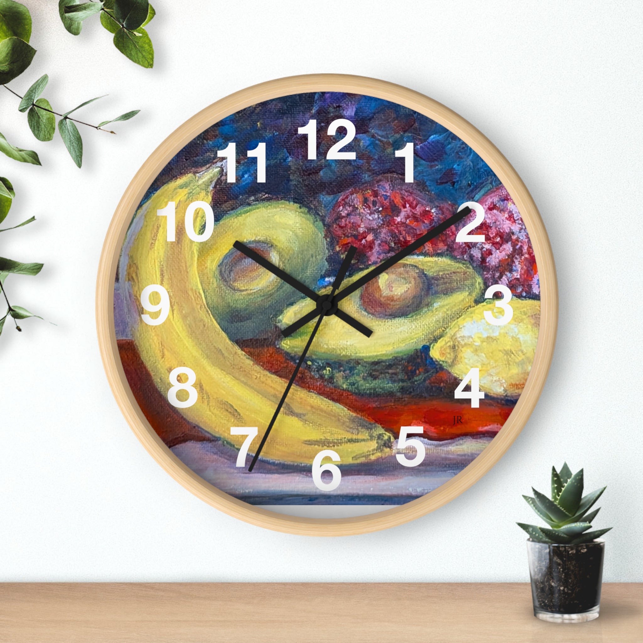 Fruit Still Life Wall Clock — Colorful Fruit Art Home Decor