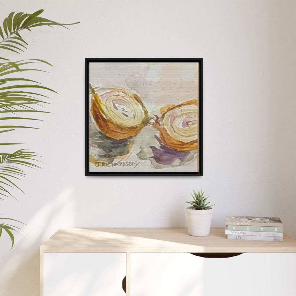 Onion Cut Watercolor Canvas Framed Wall Art | Matte Canvas, Framed