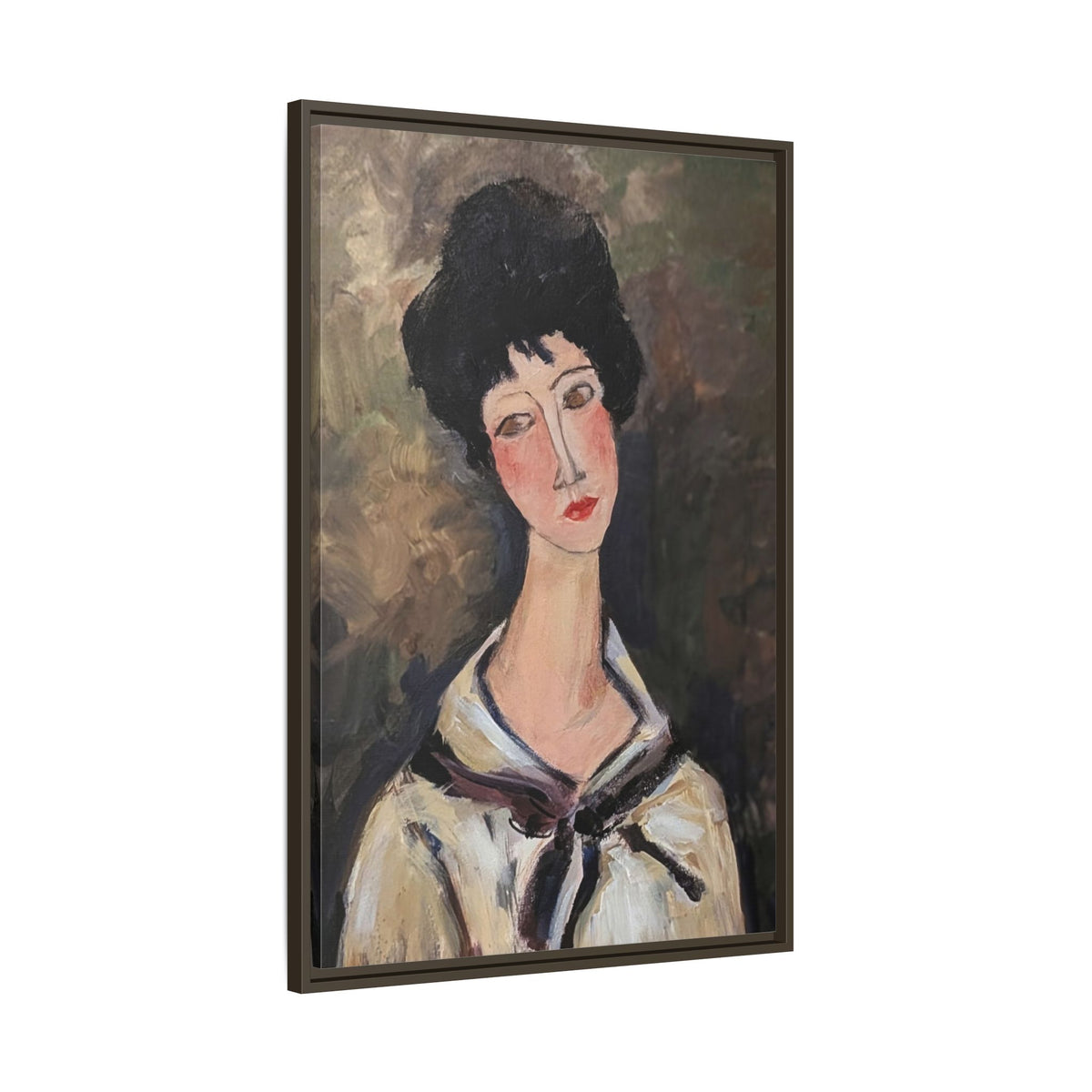 Framed Matte Canvas Print – Modigliani‑Style Portrait Art