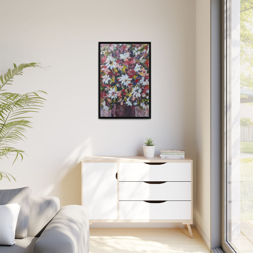 Daisies Floral Painting Matte Canvas Framed | Flower Art Wall Decor