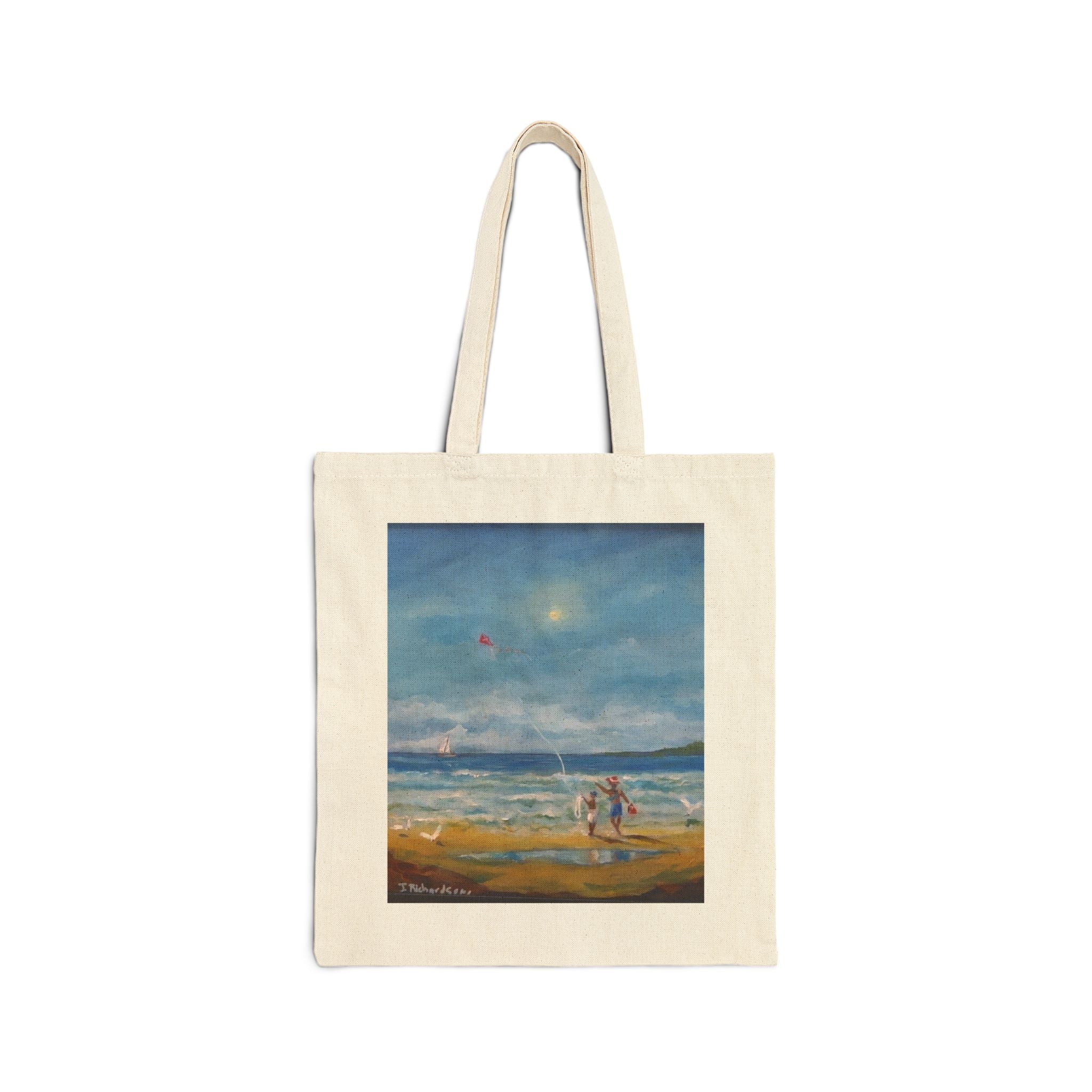 Original beach painting by JR,  printed on a Canvas Tote Bag —