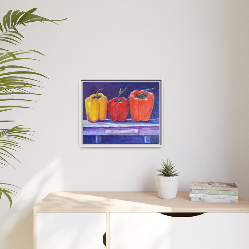 Framed Canvas Print - Colorful Bell Peppers Still Life