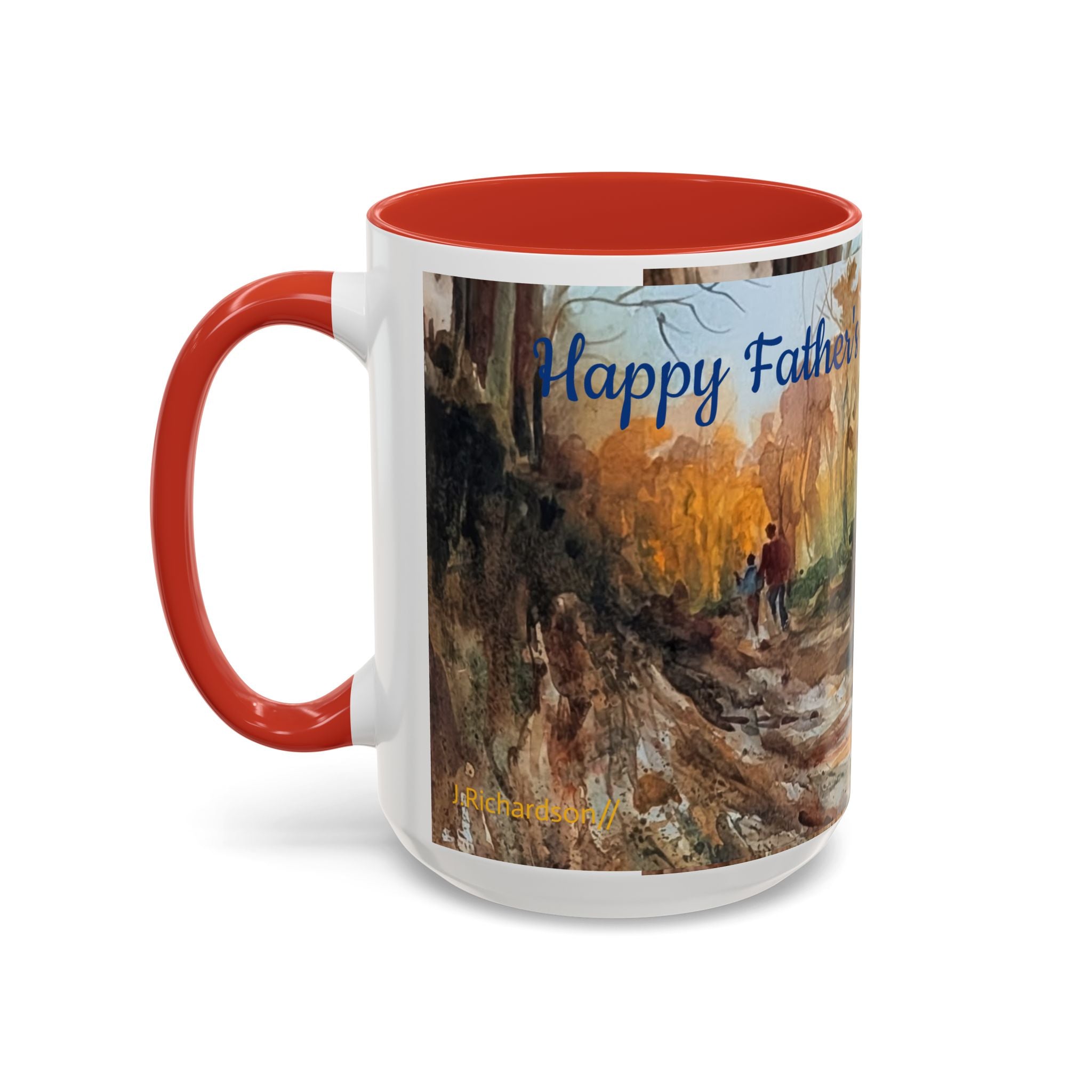Autumn Woodland Coffee Mug — Painterly Fall Forest Trail Accent Mug