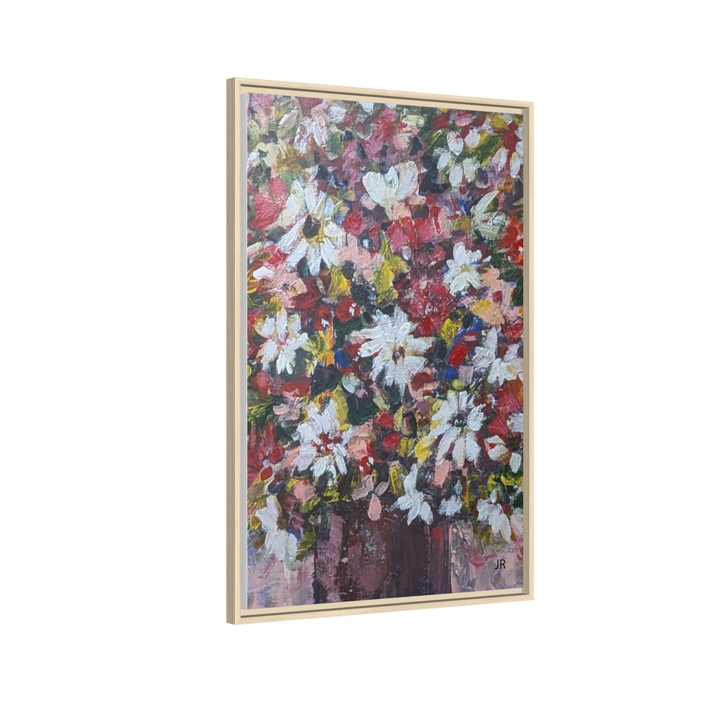 Daisies Floral Painting Matte Canvas Framed | Flower Art Wall Decor