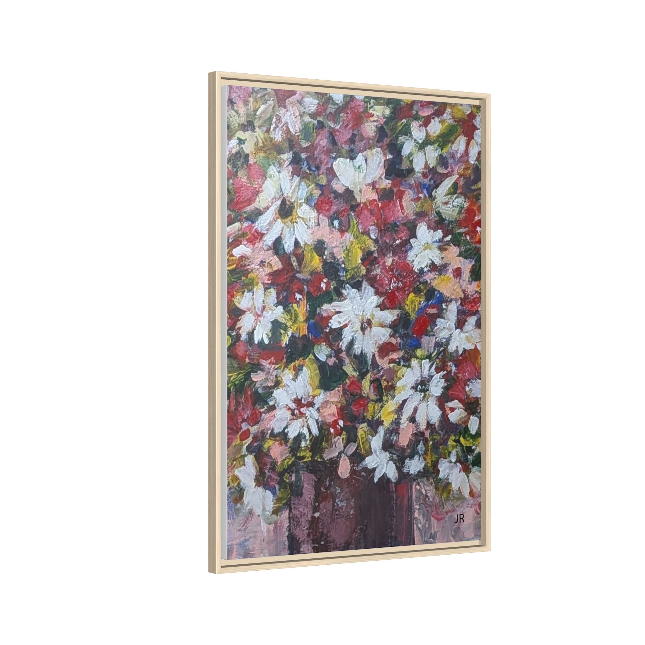Daisies Floral Painting Matte Canvas Framed | Flower Art Wall Decor