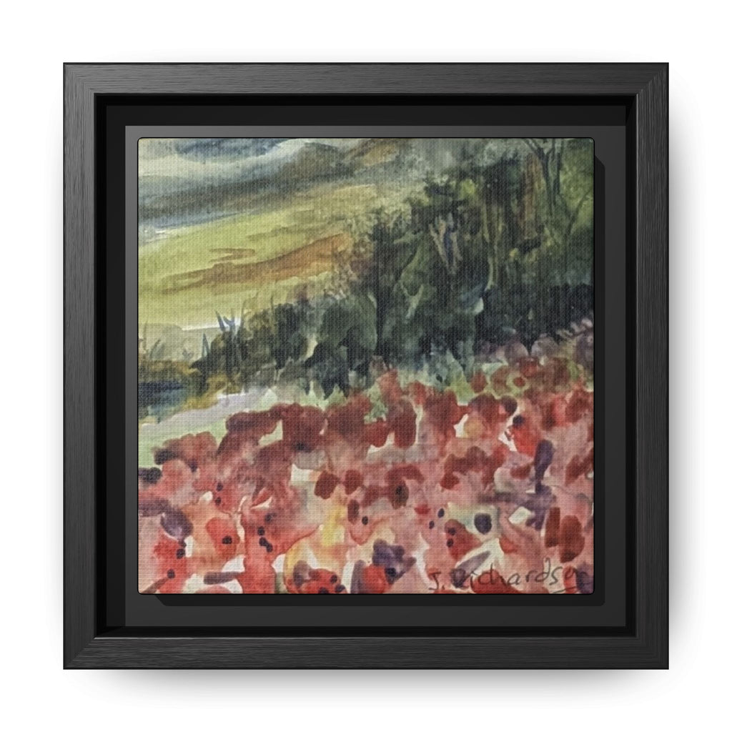 Framed Poppies landscape Matte Canvas,   Multi-color frames)