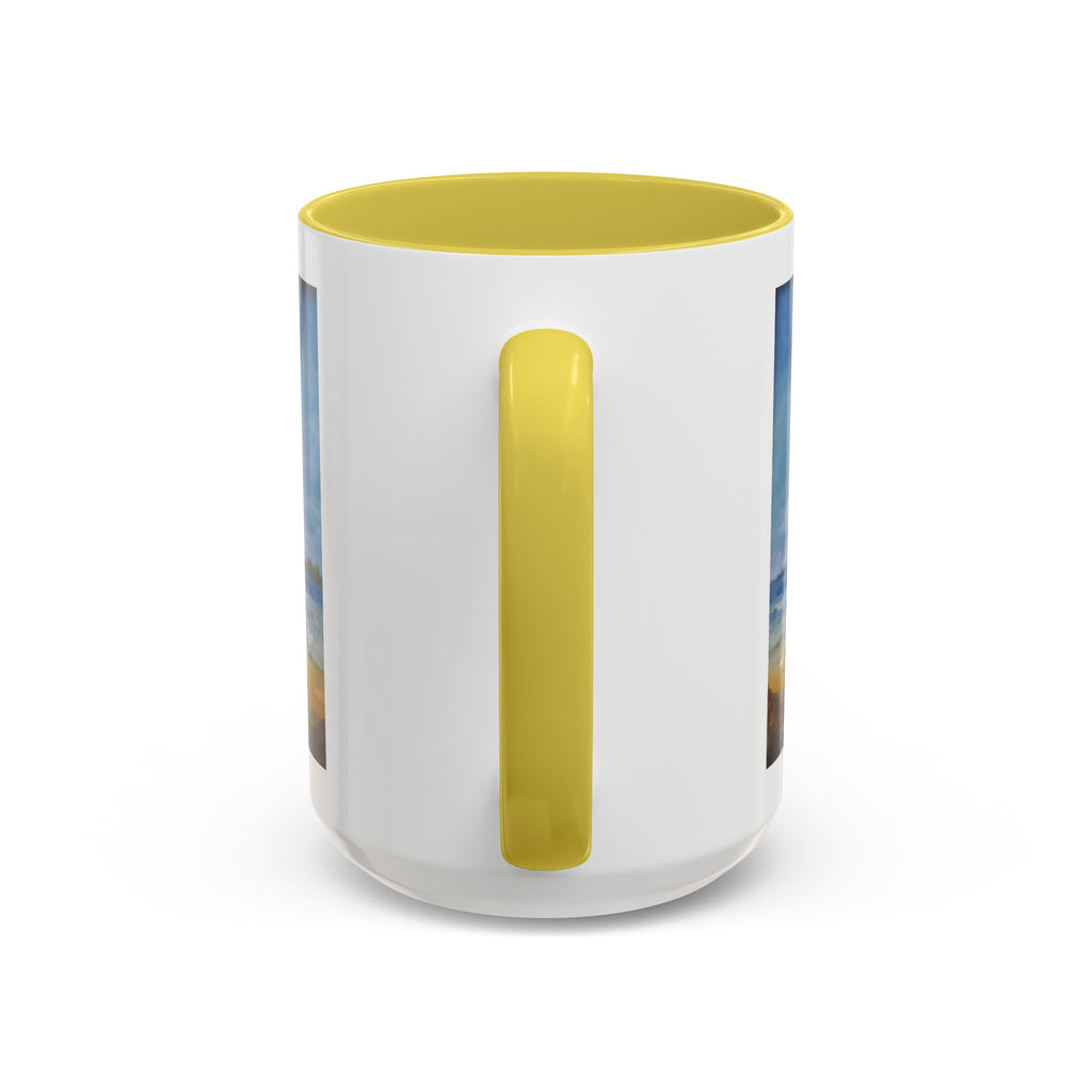 Beach & kite scene, Coffee Accent Mug - Personalize it! Colorful Ceramic Mug (11oz, 15oz)