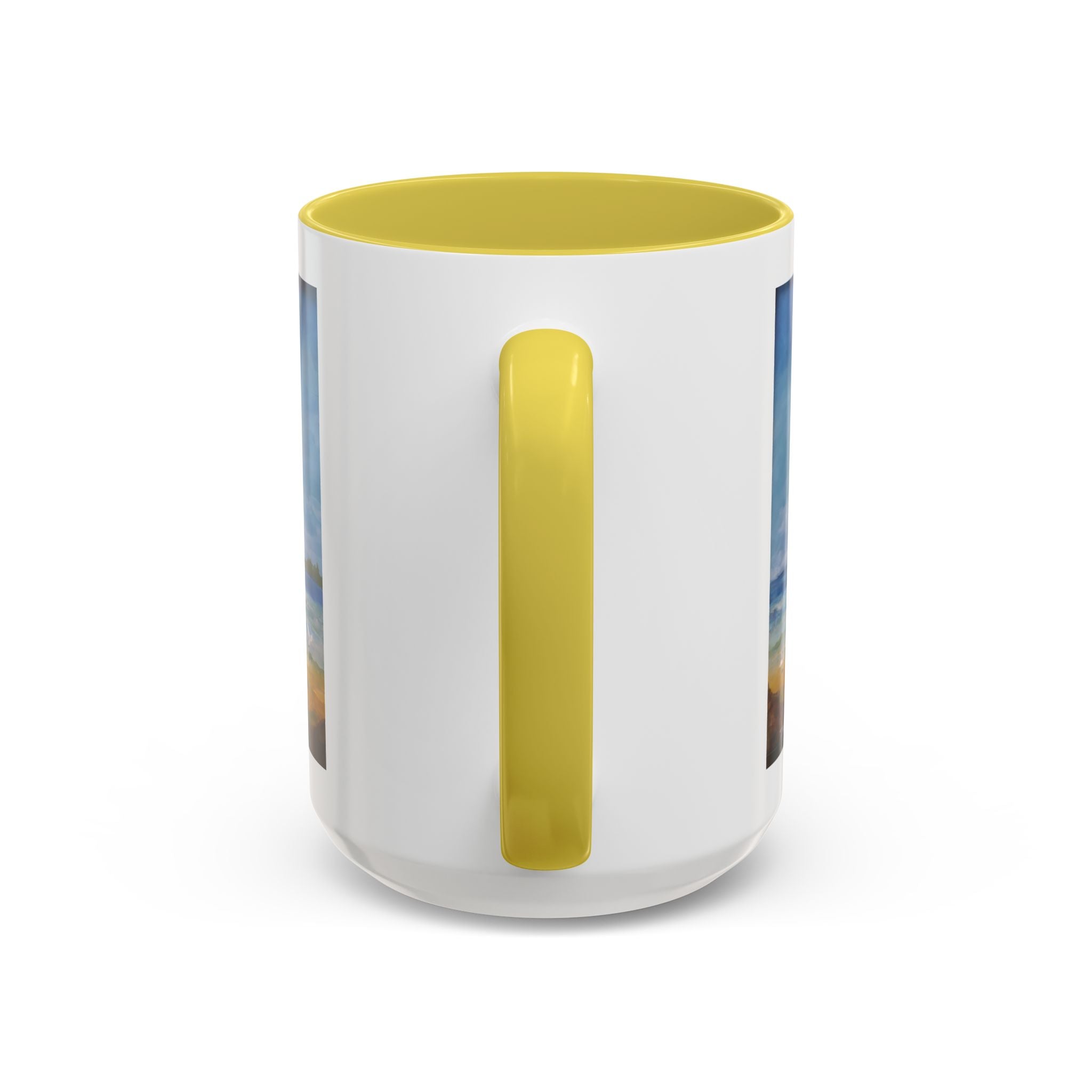Beach & kite scene, Coffee Accent Mug - Personalize it! Colorful Ceramic Mug (11oz, 15oz)