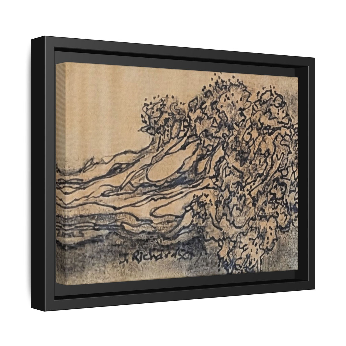 Matte Canvas Wall Art — "Broccoli" Pencil Sketch (Framed)
