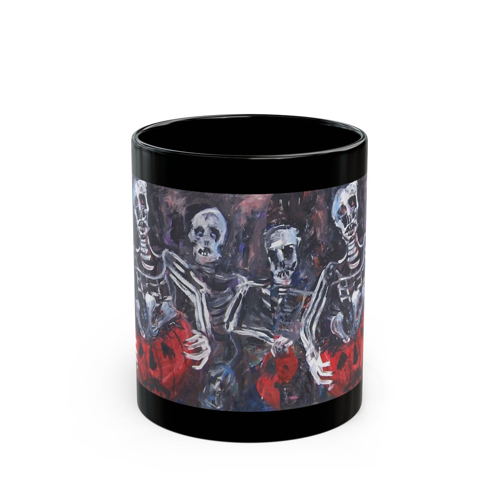 Skeleton Trio with Jack-o'-Lantern Mug | Halloween Skull Coffee Cup