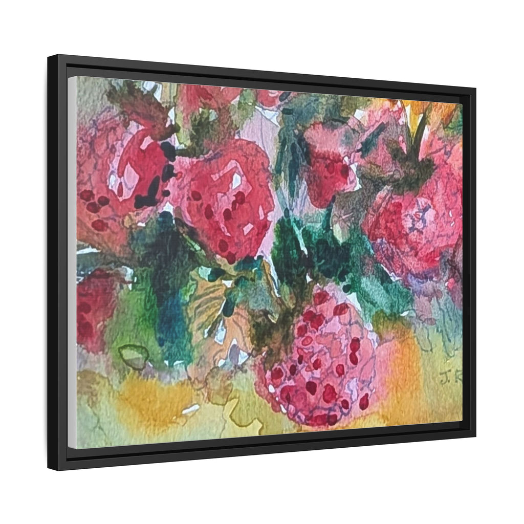 Raspberry Patch Still Life Framed Matte Canvas Print