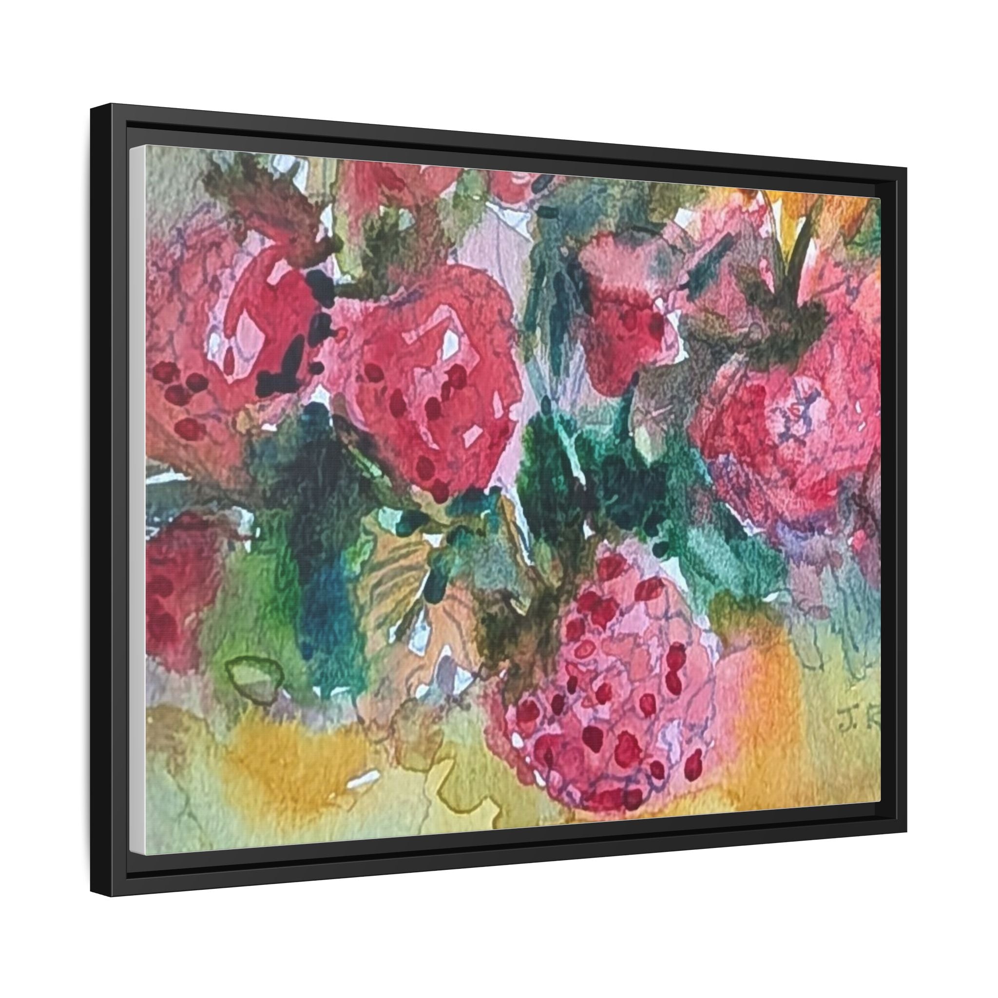 Raspberry Patch Still Life Framed Matte Canvas Print