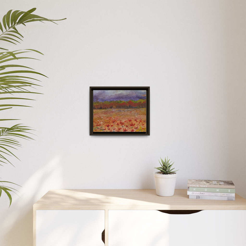Framed Canvas Wall Art – Autumn Wildflower Meadow Landscape Painting
