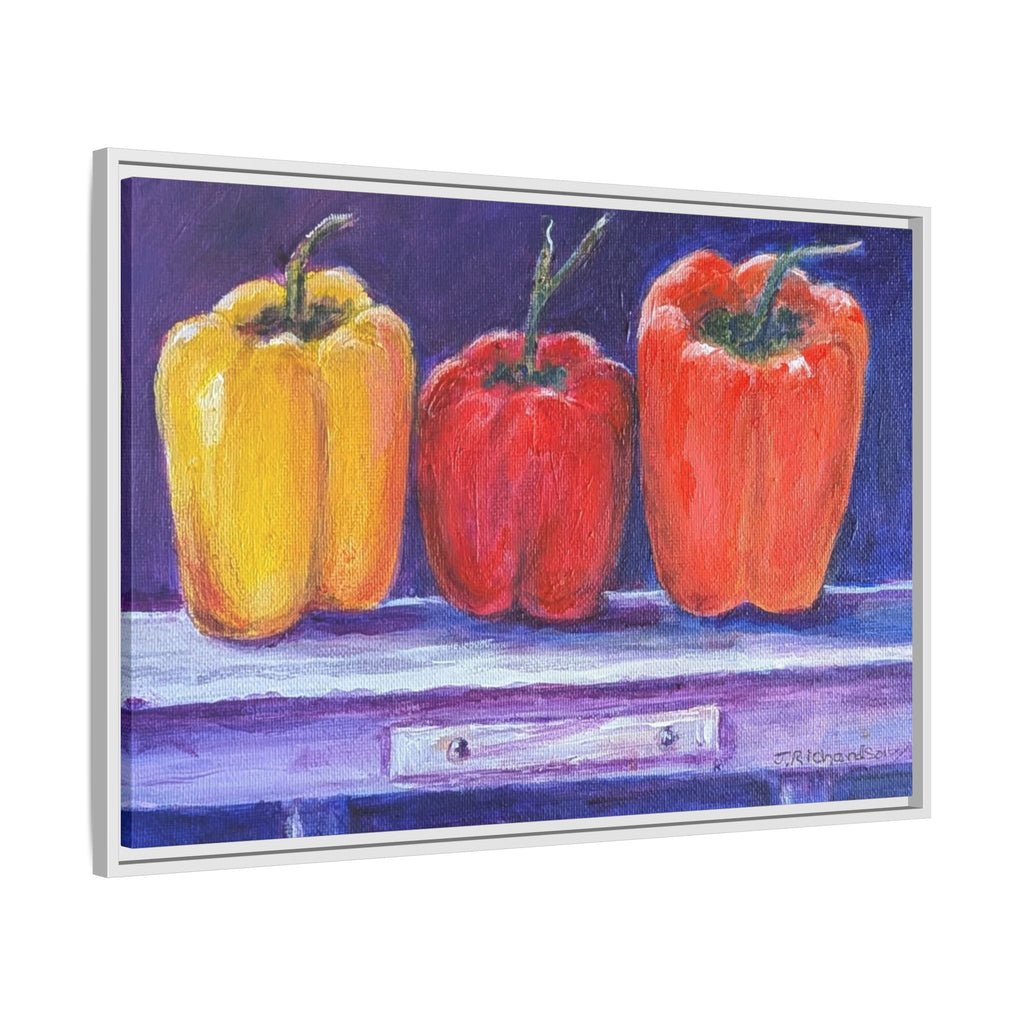Framed Canvas Print - Colorful Bell Peppers Still Life