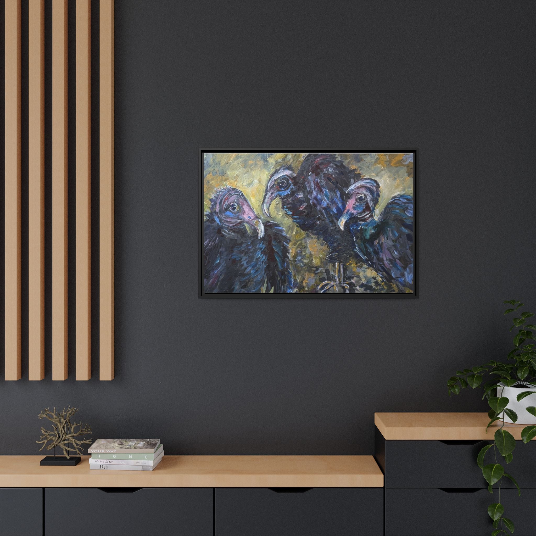 Three Vultures Painting Matte Canvas