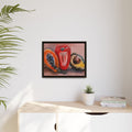 Framed Matte Canvas Art — Vibrant Still Life: Papaya, Red Pepper & Avocado