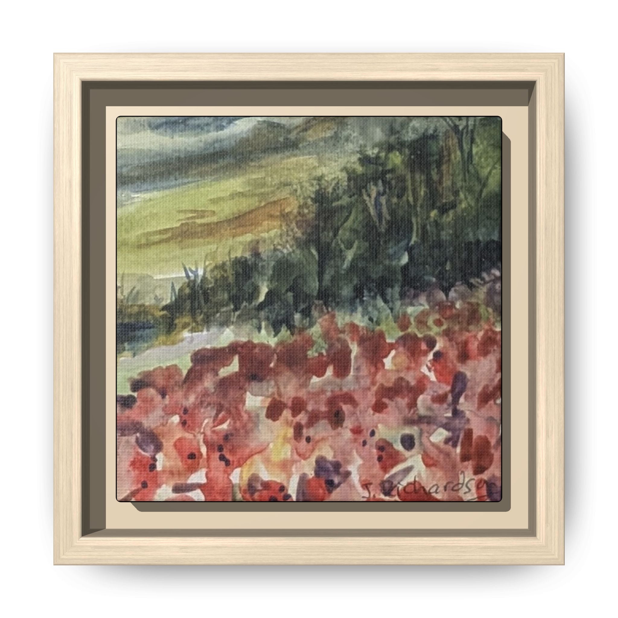 Framed Poppies landscape Matte Canvas,   Multi-color frames)