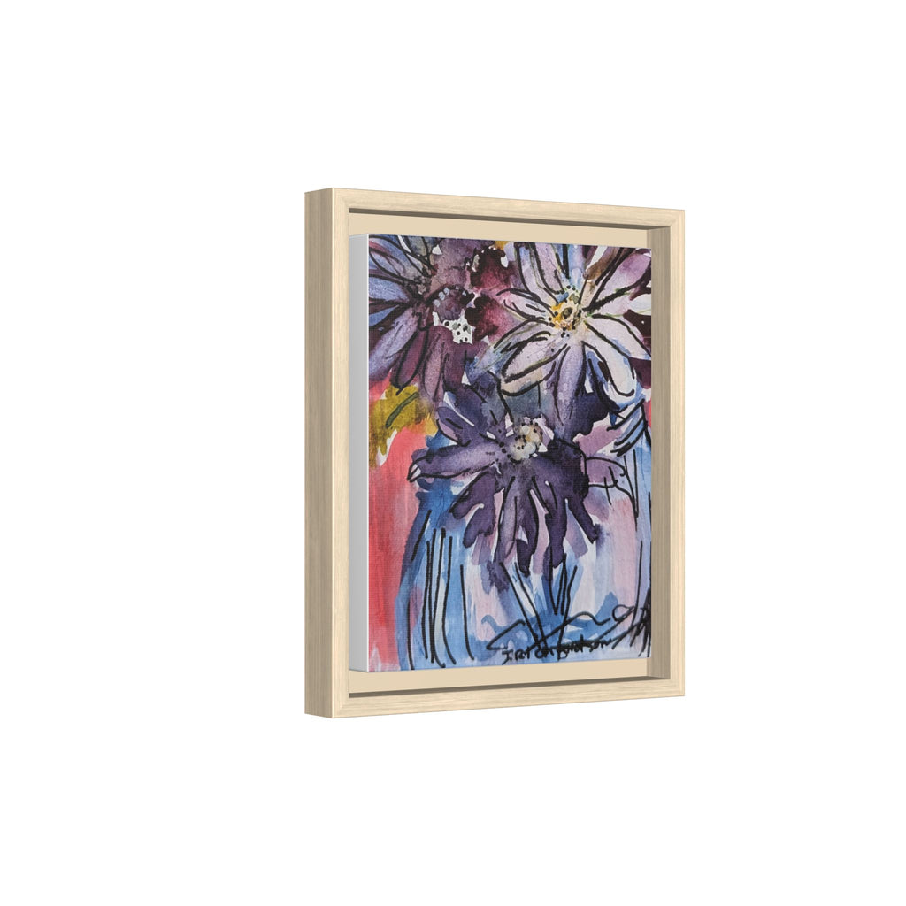 Dark Daisies Matte Canvas Framed | Floral Wall Art