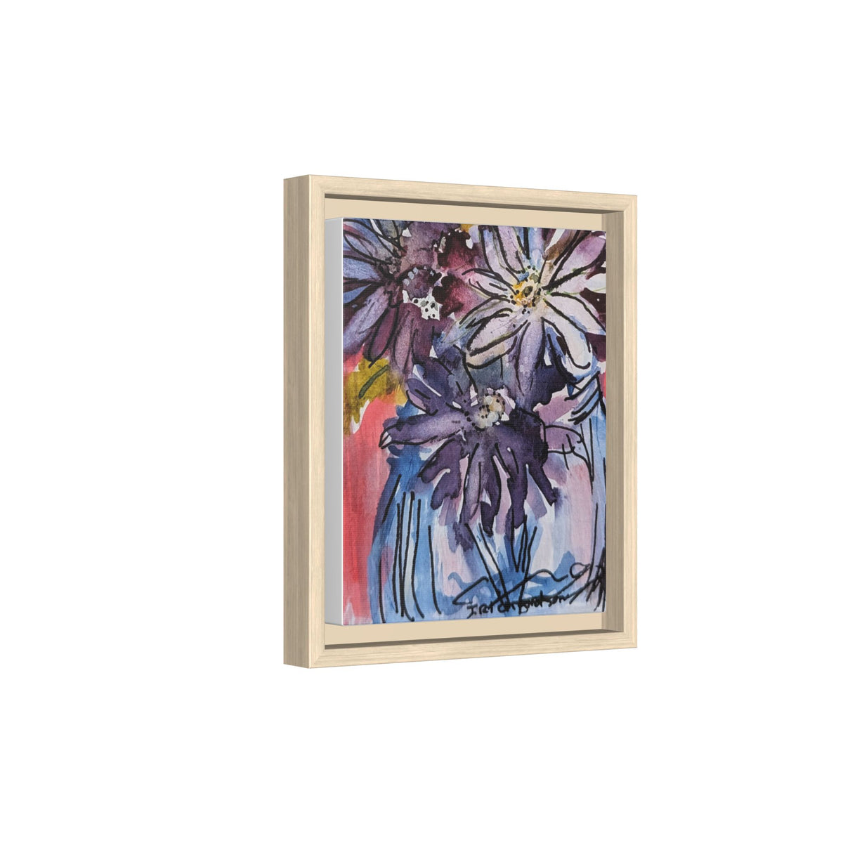 Dark Daisies Matte Canvas Framed | Floral Wall Art