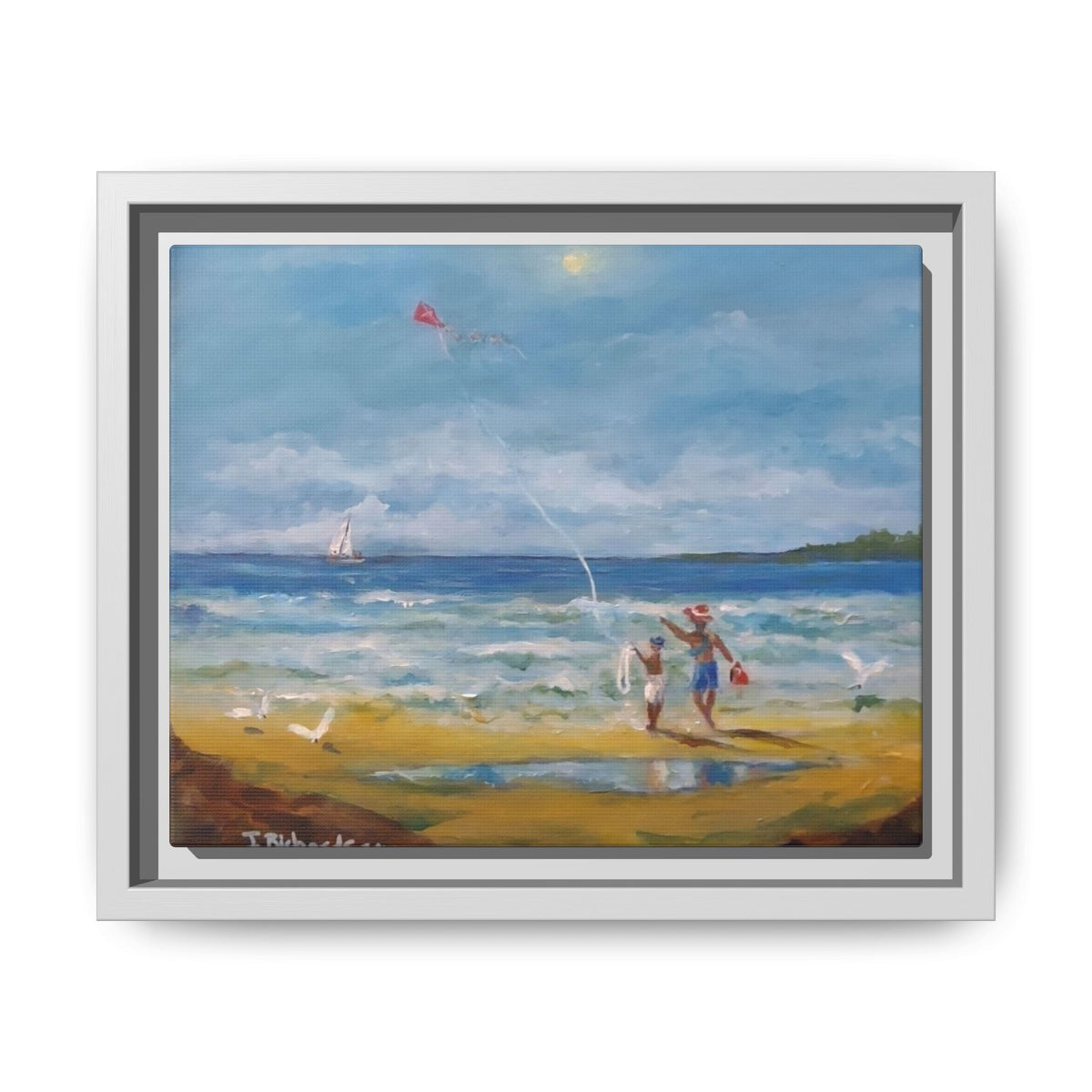 Red Kite Oceanside Framed Matte Canvas Wall Art