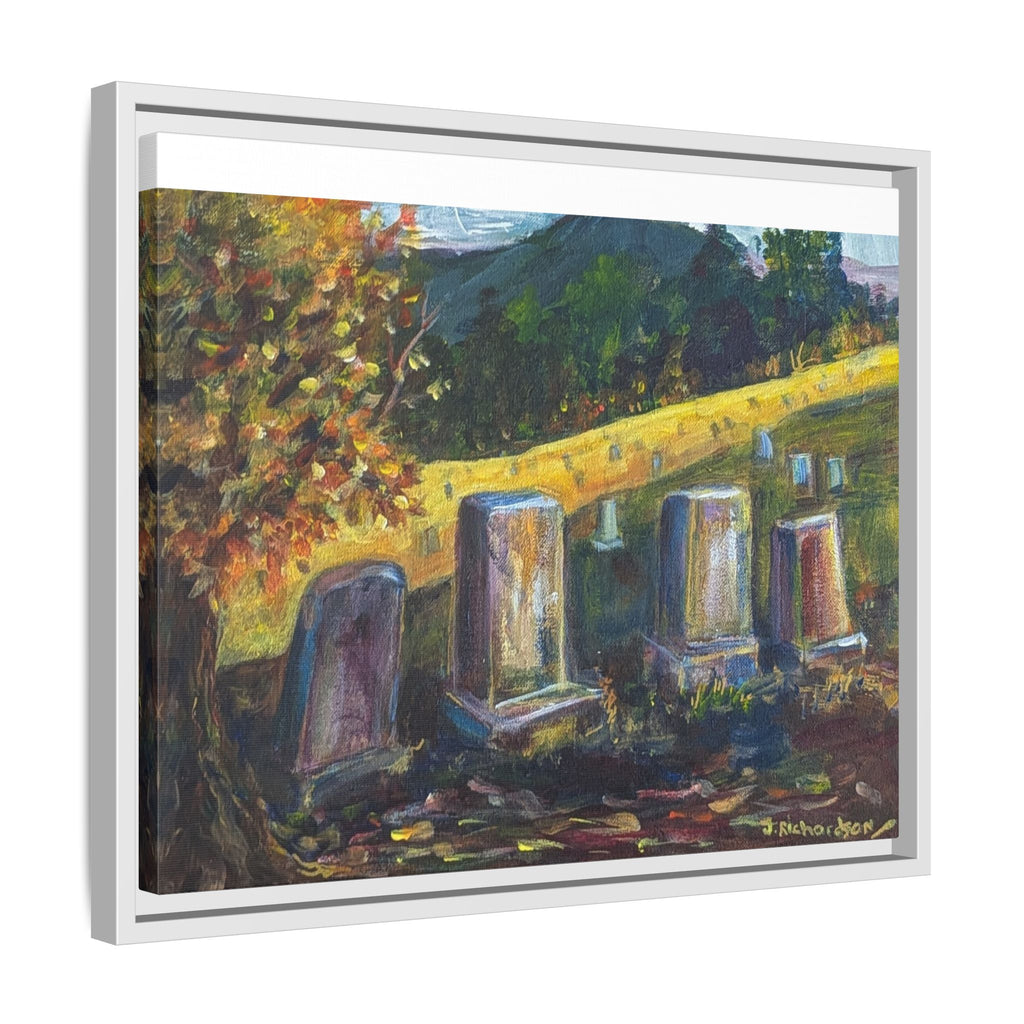 Framed Matte Canvas – Autumn Cemetery Landscape Art Print