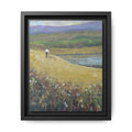 Solitary Walker Landscape Matte Canvas Framed | Pastel Field Wall Art