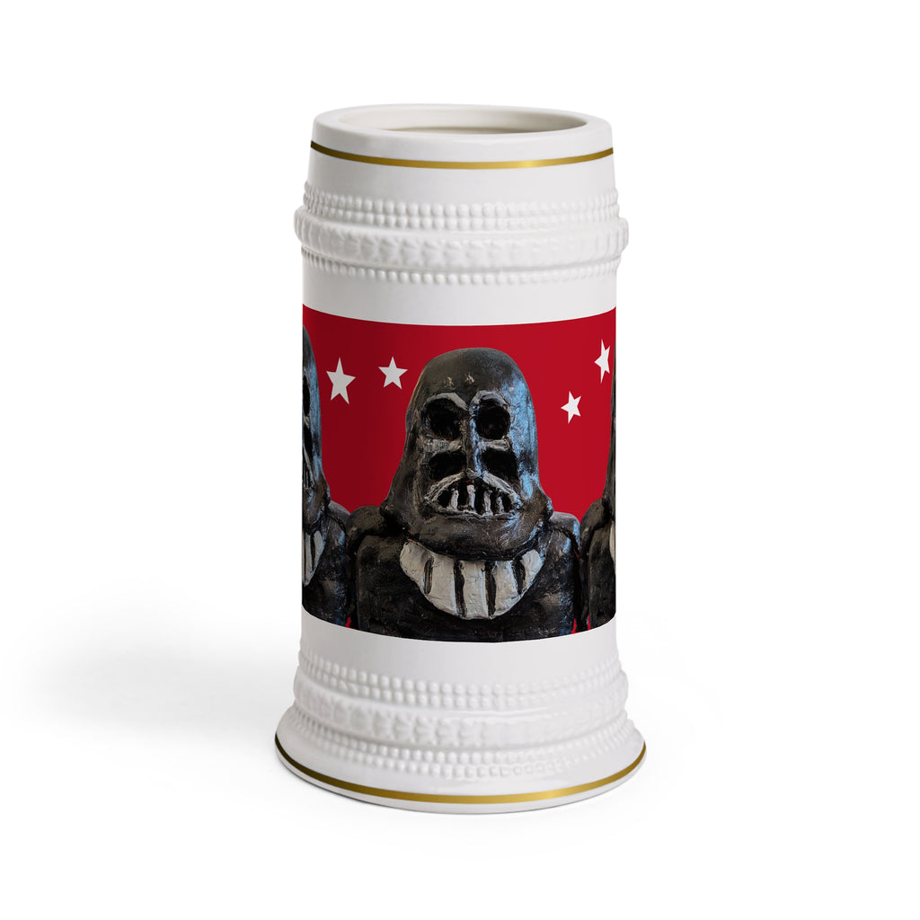 Darth Vader Mask Beer Stein Mug — Retro Red Stars Sci‑Fi Collectible