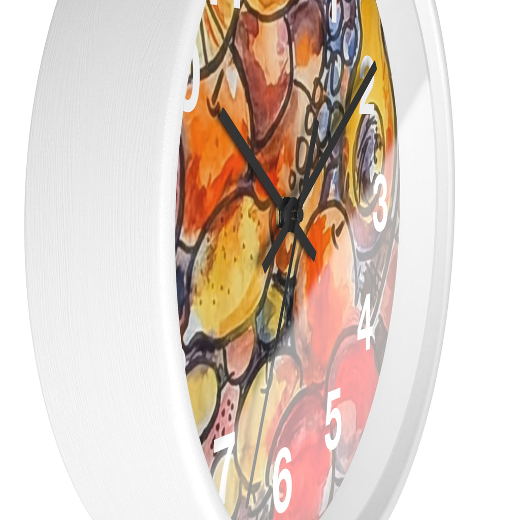 Fruit Watercolor Wall Clock  Bright Kitchen Decorative Clock
