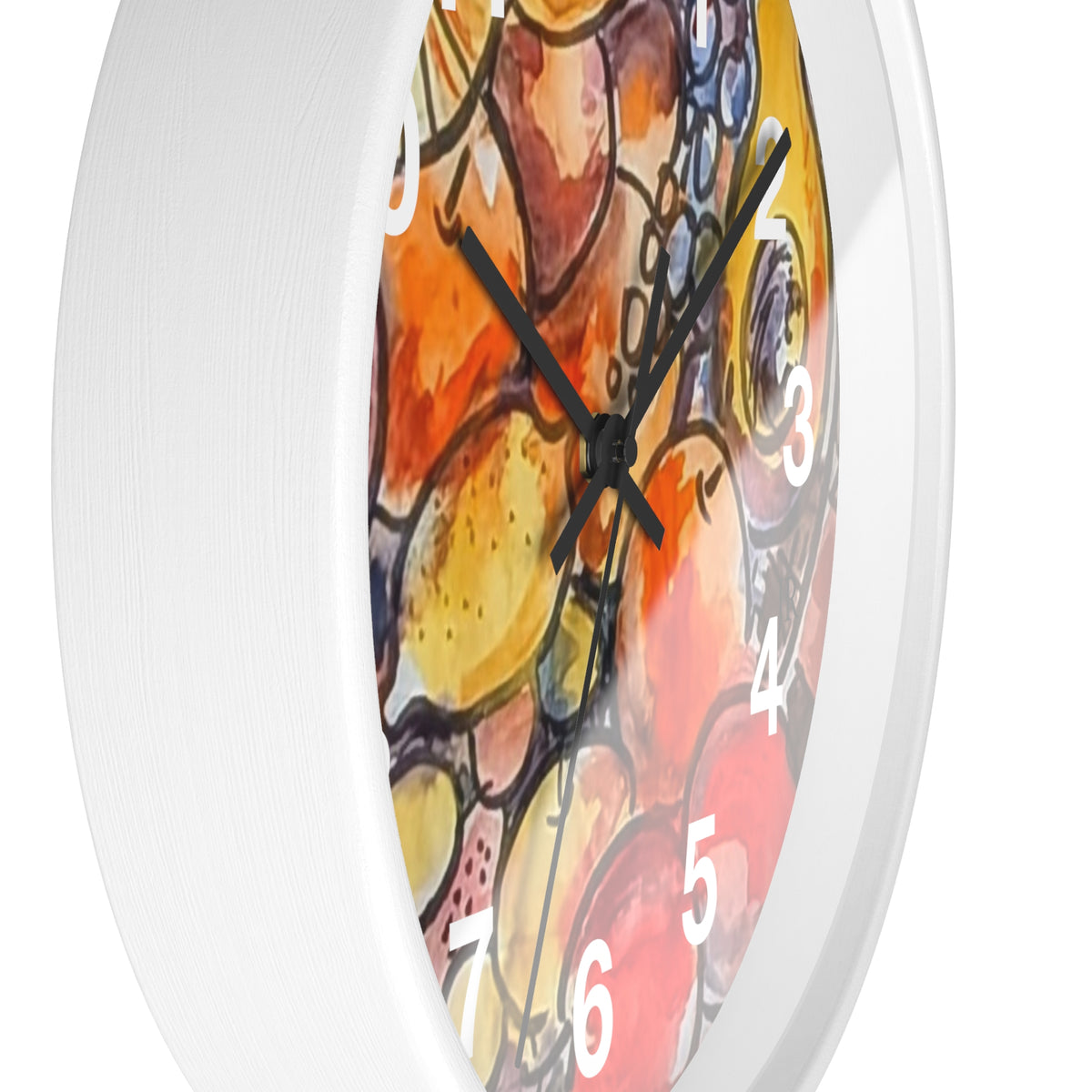 Fruit Watercolor Wall Clock  Bright Kitchen Decorative Clock