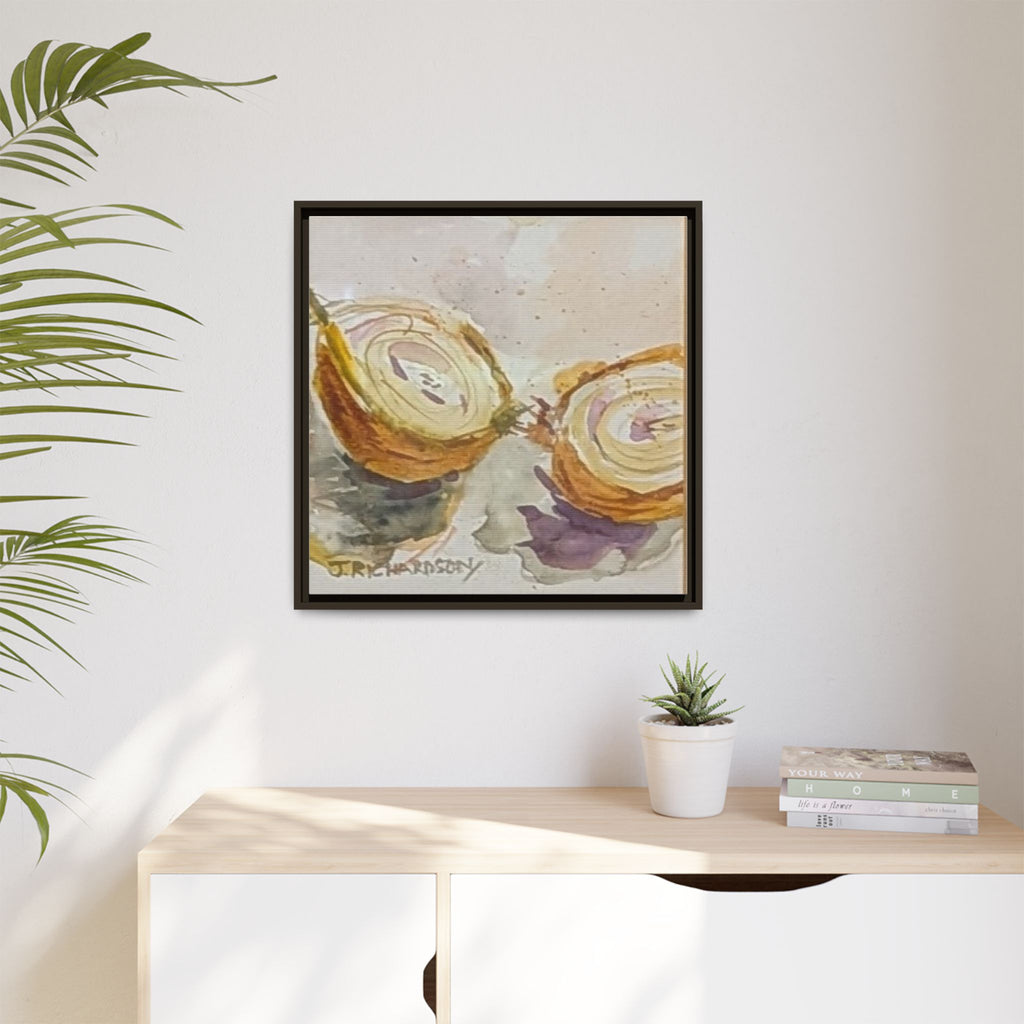 Onion Cut Watercolor Canvas Framed Wall Art | Matte Canvas, Framed
