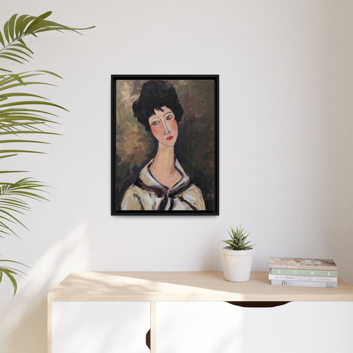 Framed Matte Canvas Print – Modigliani‑Style Portrait Art