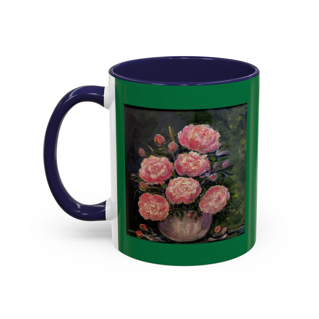 Pink Peony Bouquet Accent Coffee Mug — Floral Tea Cup for Garden Lovers