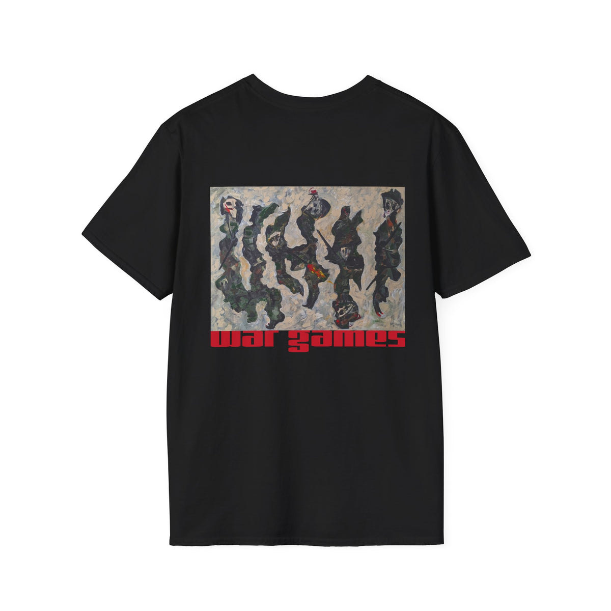 Abstract War Soldiers Unisex T-Shirt 2 sided chest logo &  back design