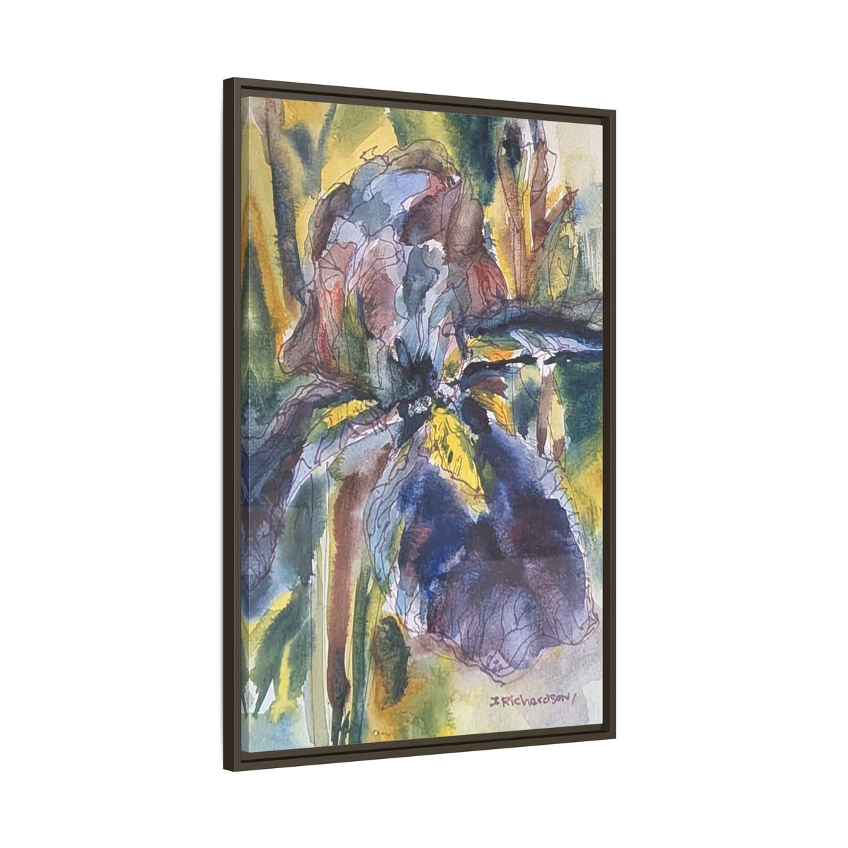 Framed Watercolor Iris Matte Canvas Wall Art