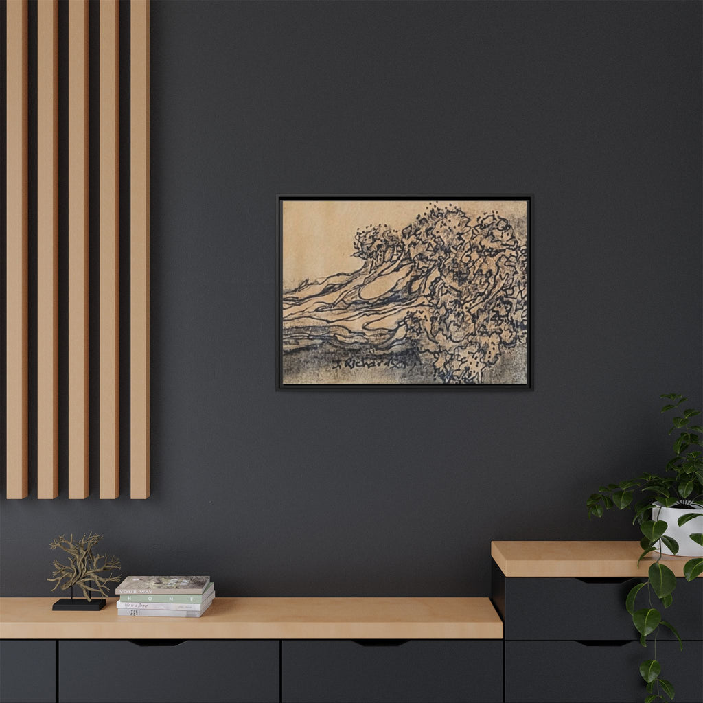 Matte Canvas Wall Art — "Broccoli" Pencil Sketch (Framed)