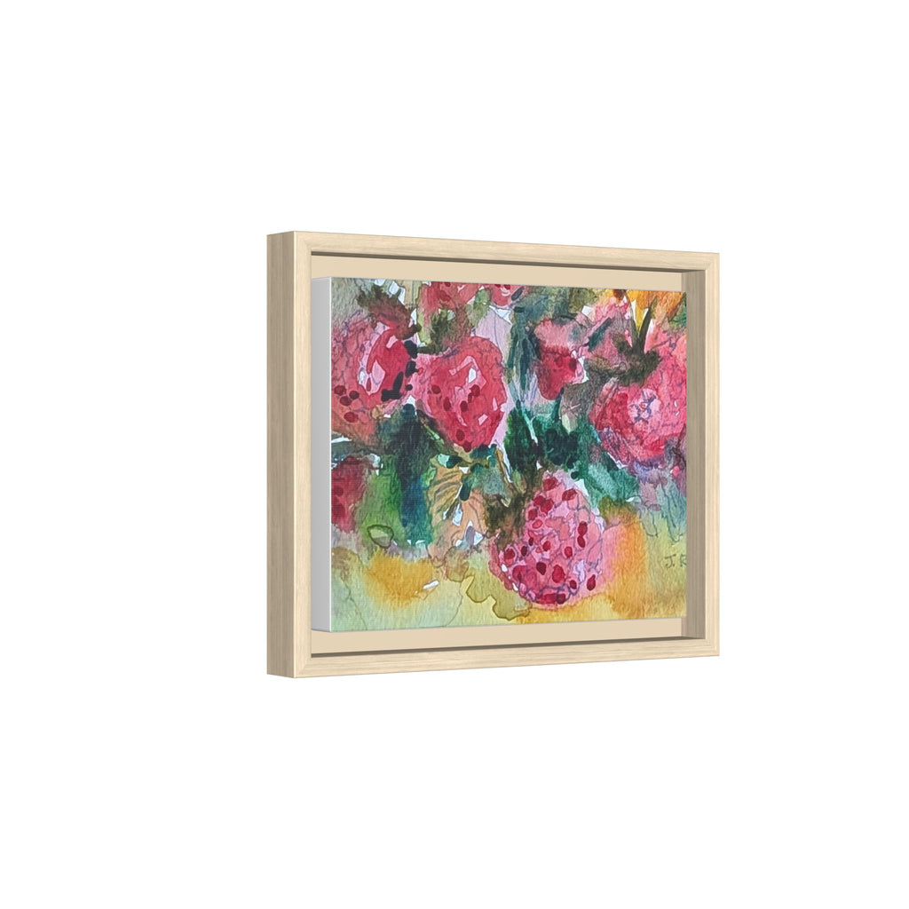 Raspberry Patch Still Life Framed Matte Canvas Print