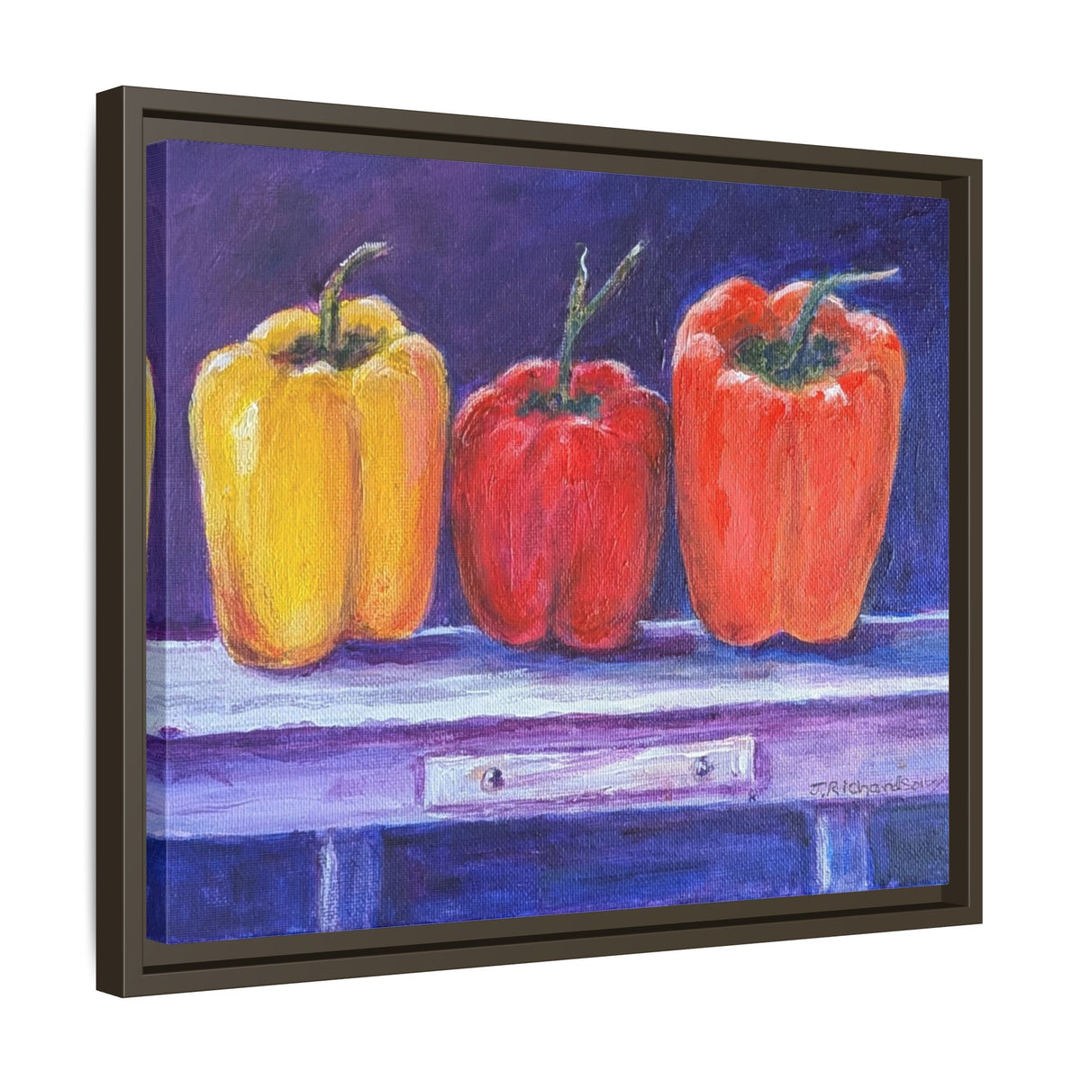 Framed Canvas Print - Colorful Bell Peppers Still Life