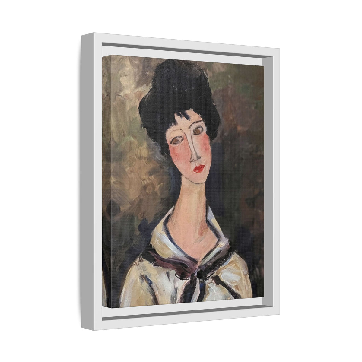 Framed Matte Canvas Print – Modigliani‑Style Portrait Art