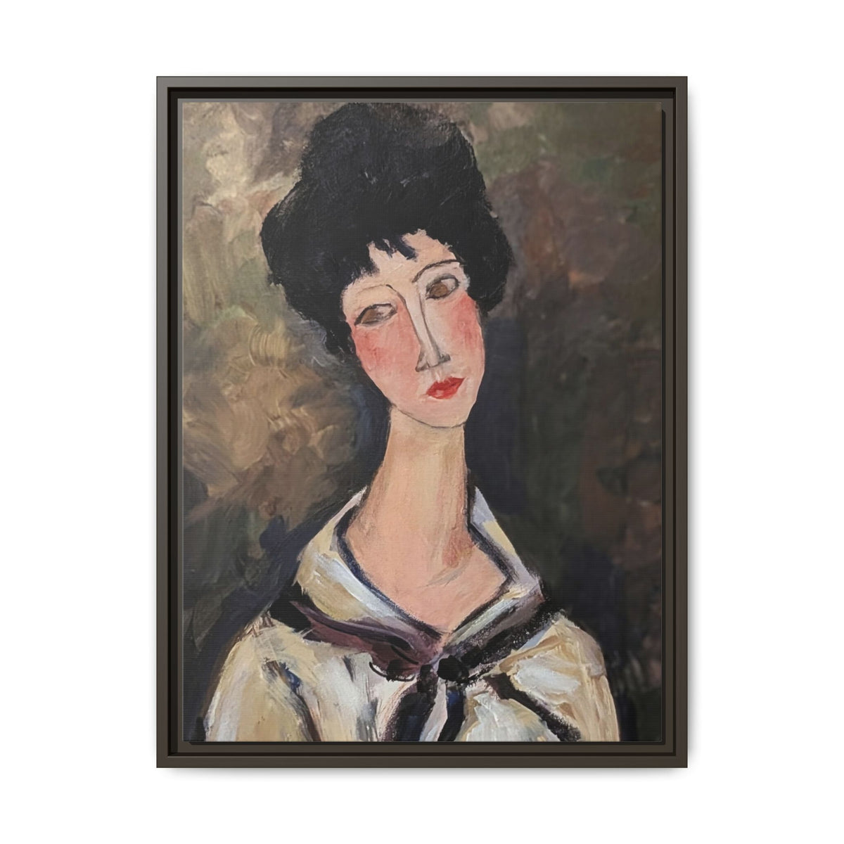Framed Matte Canvas Print – Modigliani‑Style Portrait Art