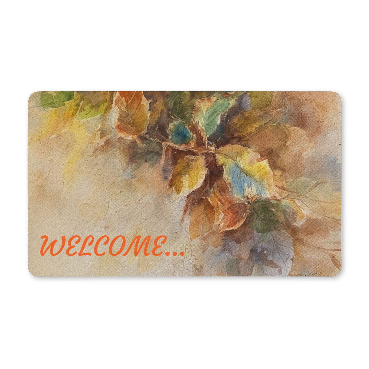 Autumn Watercolor Leaves Welcome Doormat | Polyester Door Mat