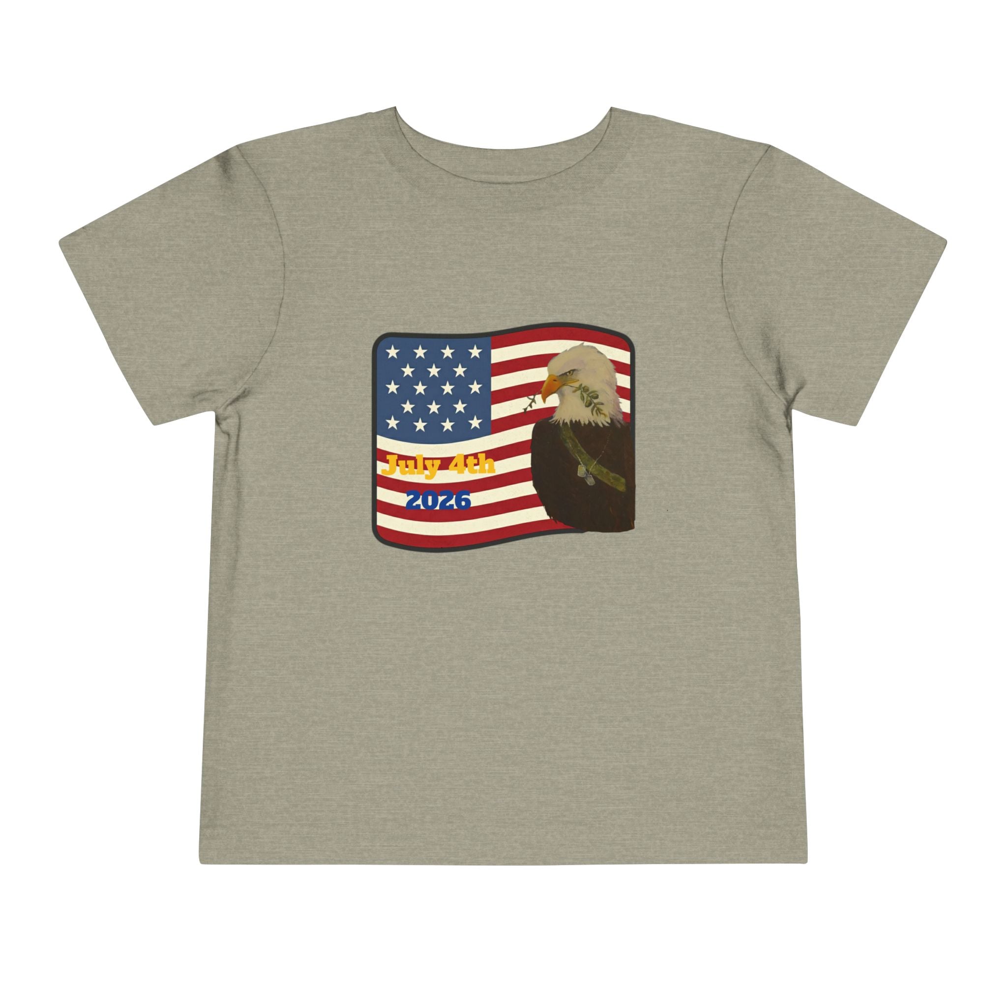 July 4th Toddler Tee —2T - 5T Patriotic Bald Eagle "USA 2026" Graphic