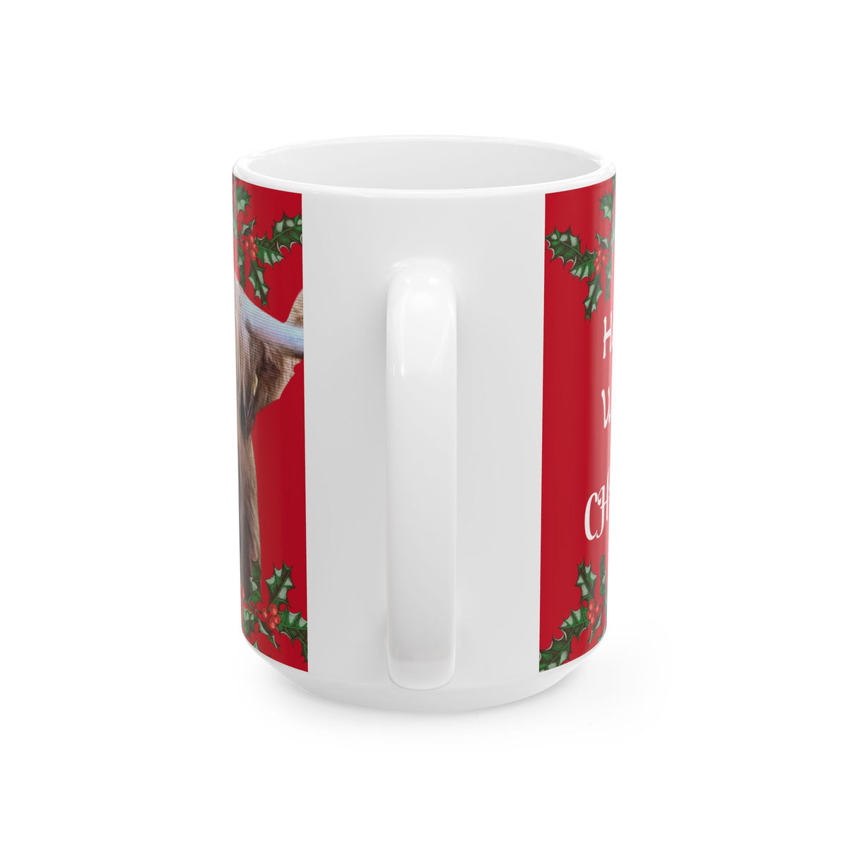 Highland Cow Christmas Mug — "Have a... Wonderful Christmas!" Festive Holiday Ceramic Coffee Cup (11oz/15oz)