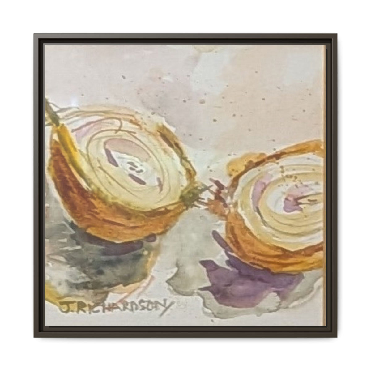 Onion Cut Watercolor Canvas Framed Wall Art | Matte Canvas, Framed