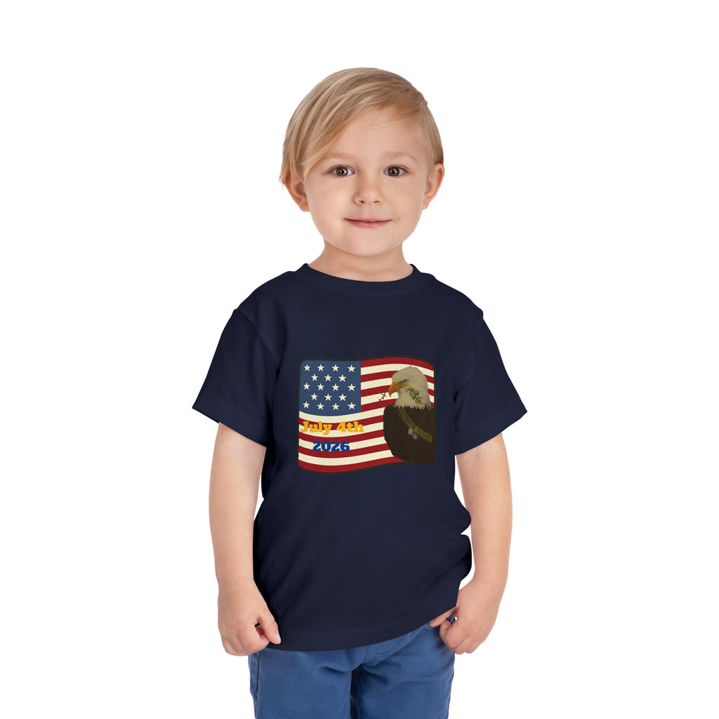 July 4th Toddler Tee —2T - 5T Patriotic Bald Eagle "USA 2026" Graphic