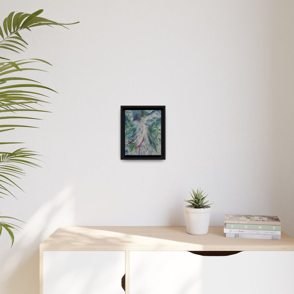 Abstract Blue-Green Bird Painting Matte Canvas