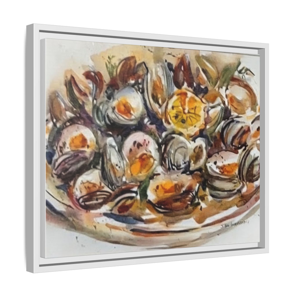 Clam Shell Watercolor Still Life Framed Canvas | Matte Multi-Color
