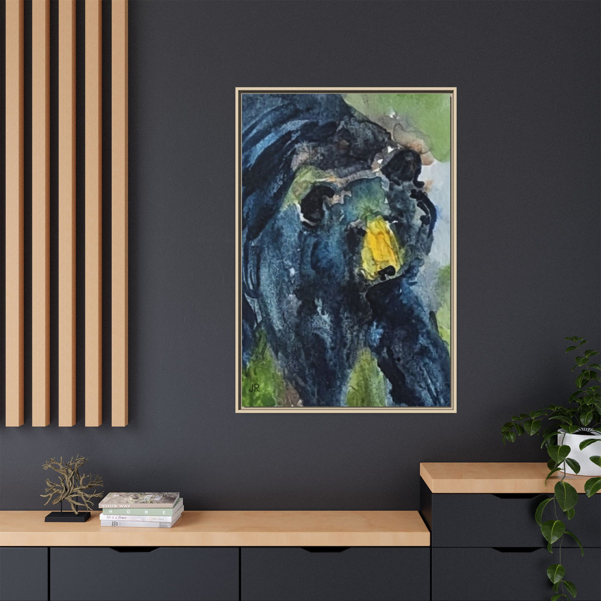 Framed Matte Canvas Black Bear Watercolor Art Print